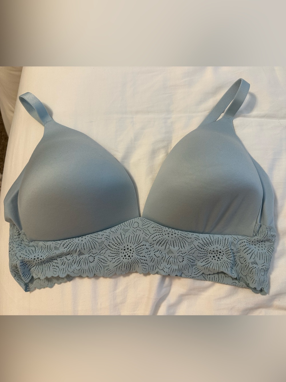 aerie Light Blue Lace-Trim Wireless Bra